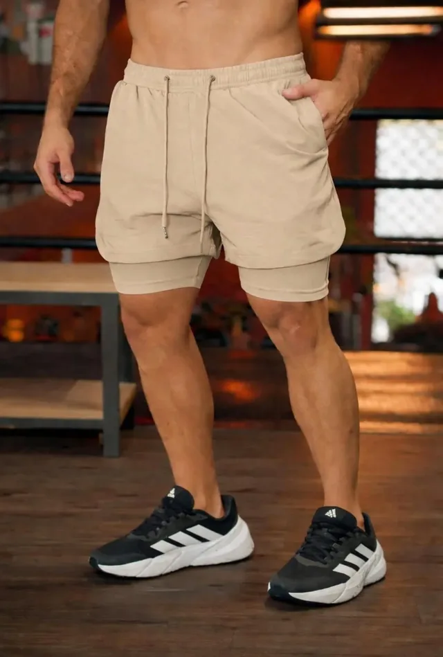 Bermuda 2em1 Bege - Haulking atacado